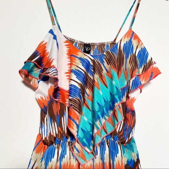 WIndsor Womens Ruffle Front Dress with Pockets Spaghetti Straps - Picture 2 of 8